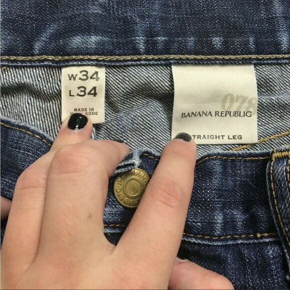 Banana Republic Mens Blue Denim 100 % Cotton Pockets Straight Leg Jeans Size 34 - Picture 5 of 11